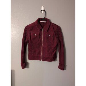 Christie Brooks Girls Burgundy Full Zip Vintage Corduroy Jacket Size M